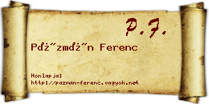 Pázmán Ferenc névjegykártya
