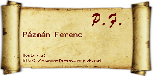 Pázmán Ferenc névjegykártya