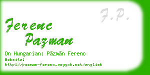 ferenc pazman business card