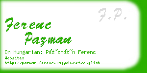 ferenc pazman business card